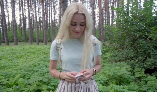 Russian in the forest arranged hot sex with a pickup in fron...