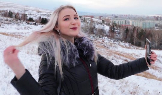 Russian girl in nature has hot debauched sex...